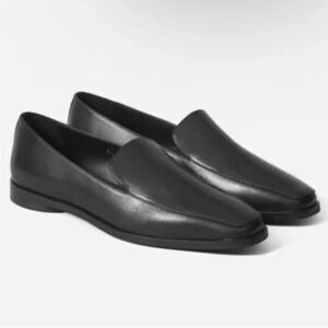 Everlane Black The 90's Leather Square Toe Round Heel Flats Loafer size 8 1/2